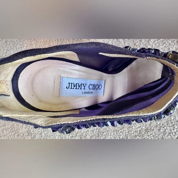 Jimmy Choo Purple Rhinestone Stiletto Heels - Picture 10 of 12